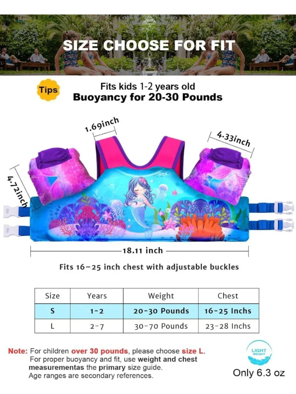 Kids Puddle Float Jumper & Swim Vest - Arm Floaties, Water Wings for Toddlers
